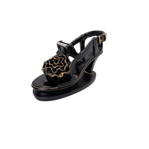 Vintage Fancy High Heel Tape Dispenser Black Gold Rose -6" x 4" Solid over 1 lb